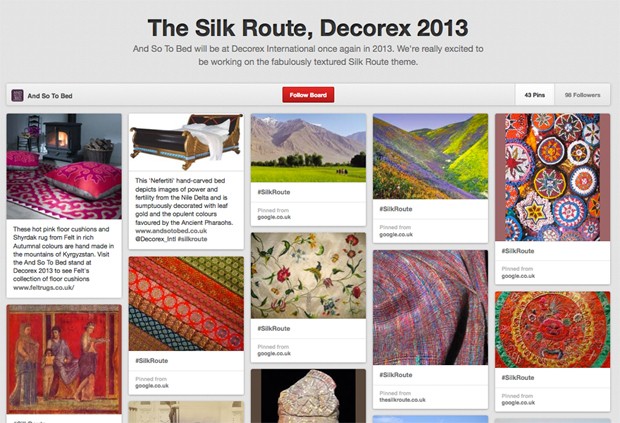 The 'Silk Route' theme for And So To Bed's stand at Decorex