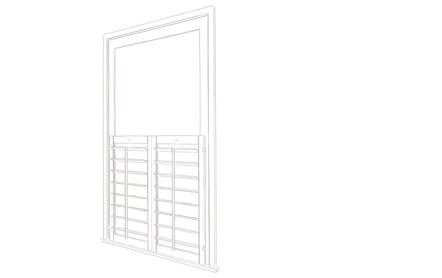 Cafe style shutters technical drawing