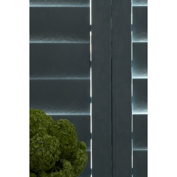 Blue majilite covered shutters
