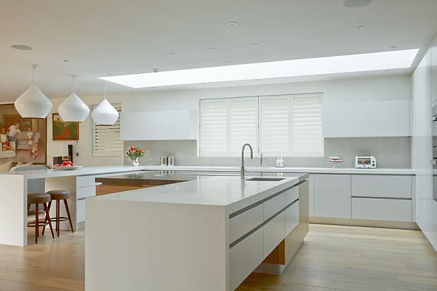 Beautiful shutters that can be wiped clean in the kitchen